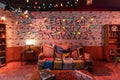 Paris, France - June 27, 2022: Living room of Joyce in Stranger Things Pop-up store on avenue Champs Elysees