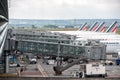 PARIS, FRANCE - JUNE 17 2016 - paris airport landing and loading cargo and passenger Royalty Free Stock Photo