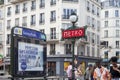 PARIS, FRANCE- JUNE 29, 2022: Paris metro in Paris. Signboard.
