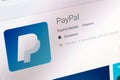 Paris, France - June 14, 2017: Paypal Application available on Google play. Google Play is a large library offering free or paid a