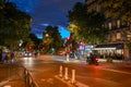 Paris,France,June 2022. Photo of Parisian blue hour, nightlife in boulevard voltaire. Royalty Free Stock Photo