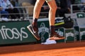 Professional tennis player Andrey Rublev of Russia wears Nike tennis shoes during his quarter-final match against Marin Cilic
