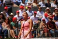 Aryna Sabalenka of Belarus during on court interview after Round 3 match against Kamilla Rakhimova of Russia at 2023 Roland Garros