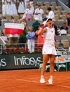 Iga Swiatek of Poland celebrates victory after women semi-final match against Beatriz Haddad Maia of Brazil at 2023 Roland Garros