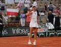 Iga Swiatek of Poland celebrates victory after women semi-final match against Beatriz Haddad Maia of Brazil at 2023 Roland Garros