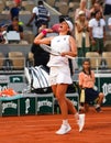 Iga Swiatek of Poland celebrates victory after women semi-final match against Beatriz Haddad Maia of Brazil at 2023 Roland Garros