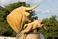 PARIS, FRANCE - JUNE 24, 2017: Sculpture of the bull and the deer by Paul Jouve.