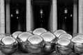 Silver balls in the fountain in the Royal Palace Palais-Royal