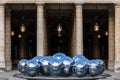 Silver balls in the fountain in the Royal Palace Palais-Royal