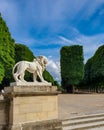 Paris, France, June 2019: the statue of lion in the Jardin du Luxembourg Luxembourg Gardens