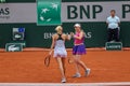 Tennis players Lyudmyla Kichenok L UKR and Jelena Ostapenko LVA in action during their women`s doubles semifinal match