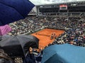 PARIS, France, June 7th, 2019 : Court Philippe Chatrier of the French Open Grand Slam tournament, in the rain before the