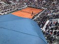 PARIS, France, June 7th, 2019 : Court Philippe Chatrier of the French Open Grand Slam tournament, in the rain before the