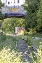 View of the old railways of the Petite Ceinture in Paris, arranged as a promenade zone Royalty Free Stock Photo