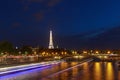 PARIS, FRANCE - June 27, 2017: view on Pont des Invalides and Eiffel tower Royalty Free Stock Photo