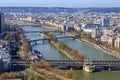 Paris, France, March 30, 2017: Aerial view of Paris from the Eiffel Tower. Panoramic view of the skyline over Paris Royalty Free Stock Photo