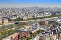 Paris, France, March 30, 2017: Aerial view of Paris from the Eiffel Tower. Panoramic view of the skyline over Paris Royalty Free Stock Photo