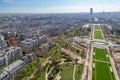 Paris, France, March 30, 2017: Aerial view of Paris from the Eiffel Tower. Panoramic view of the skyline over Paris Royalty Free Stock Photo