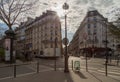Paris, France, March 27 2017: Avenir station. Typical Parisian street at morning Royalty Free Stock Photo