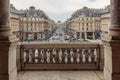 Paris, France, March 31 2017: Balcony of Opera National de Paris Garnier Palace - neo-baroque opera building Royalty Free Stock Photo