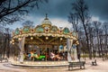 Carousel at the Tuileries Garden in a freezing winter day