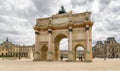 Paris, France - March 28, 2017: The Carrousel Triumphal Arch Arc de Triomphe du Carrousel in front of the Louvre