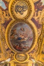 Paris, France, March 28 2017: Ceiling painting in Hercules room of the Royal Chateau Versailles at the Palace of