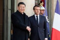 PARIS, FRANCE - MARCH 25, 2018 :  Emmanuel Macron welcoming Xi Jinping at ElysÃÂ©e Palace Royalty Free Stock Photo