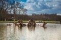 Fountain of Apollo at the garden of the Versailles Palace in a freezing winter day just before spring Royalty Free Stock Photo