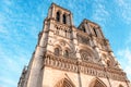 Front side of Notre Dame de Paris Cathedral, most beautiful Cathedral in Paris. France Royalty Free Stock Photo