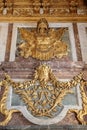 Paris, France, March 28 2017: Golden ceiling Royal Chateau at the Palace of Versailles near Paris Royalty Free Stock Photo