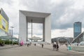 Paris, France, March 31 2017: Grand Arch in most important business district La Defense in Paris, France. Project to Royalty Free Stock Photo