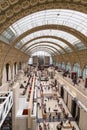 Paris, France, March 28 2017: The interior of musee d`orsay. It is housed in the former Gare d`Orsay, a Beaux-Arts Royalty Free Stock Photo