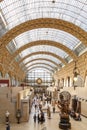 Paris, France - March 28, 2017: Interior view of Museum Orsay in Paris. Musee d`Orsay houses the largest collection of Royalty Free Stock Photo