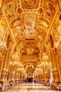 Paris, France, March 31 2017: Interior view of the Opera National de Paris Garnier, France. It was built from 1861 to Royalty Free Stock Photo