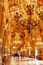 Paris, France, March 31 2017: Interior view of the Opera National de Paris Garnier, France. It was built from 1861 to Royalty Free Stock Photo