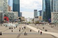 Paris, France, March 31 2017: La Defense - modern business and financial district in Paris with high rise buildings