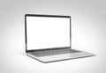 PARIS - France - March 15, 2023: Newly released Apple Macbook Air, Silver color. Side view. 3d rendering laptop mockup on white