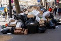 Overfull garbage bins in Paris during March 2023 binmen strike