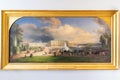 Paris, France - March 17, 2018: Picture painted by FranÃÂ§ois Edme Ricois with a view of the Palace of Versailles in 1844 Vue du