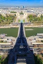 Paris, France, March 30, 2017: Shadow of eiffel tower. City panorama. View from Eiffel tower with shadow. Beautiful view Royalty Free Stock Photo