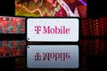 T-Mobile company shares dropped down at stock market. T-Mobile company financial crisis and failure.