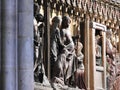 Paris, France - March 31, 2019: 14th Century wood reliefs in Notre-Dame de Paris Cathedral telling the story of the life of Jesus