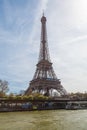 Paris, France, March 30, 2017: Tour Eiffel Eiffel Tower, river Seine at sunset. Eiffel Tower, named after engineer Royalty Free Stock Photo