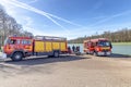 Paris, France - March 14, 2018: Training of fire department at the brigade in Paris, France