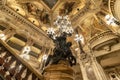 Paris, France - March 17, 2018: View of chandeliers inside of the Palais Garnier Opera Garnier in Paris, France. It was