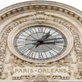 Paris, France, March 28 2017: View of the wall clock in D`Orsay Museum. D`Orsay - a museum on left bank of Seine, it is