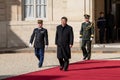 PARIS, FRANCE - MARCH 25, 2018 : Xi Jinping arriving at the Elysee Palace.