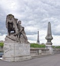 Bridge Alexander lll. Llion statue was produced by Georges Gardet who was born in 1863 Royalty Free Stock Photo