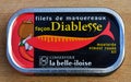 Paris , France - may 18 2020 : close up of sardine can